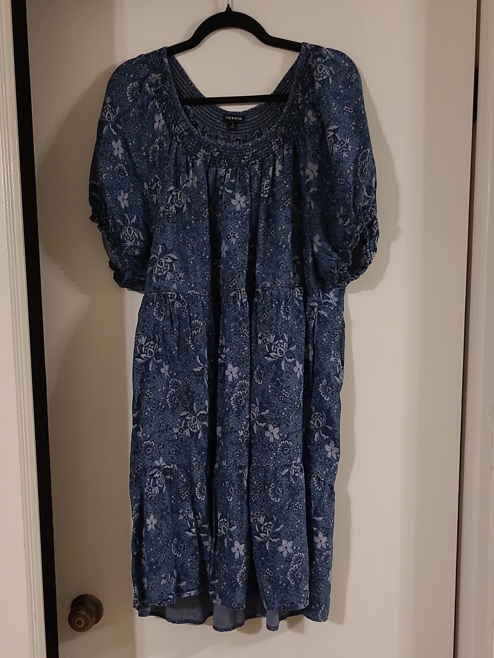 torrid Navy Blue Floral Midi Peasant Dress